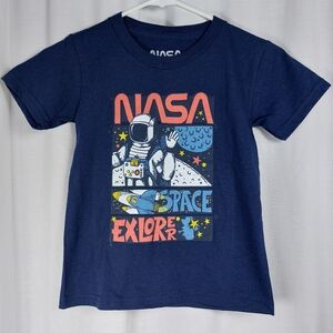 Navy Blue Short Sleeve‎ Tee with Space-Themed NASA Graphic
